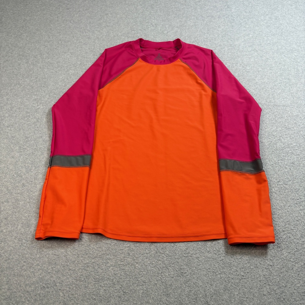 Prana Shirt Woman Medium Orange Pink Long Sleeve Swim Pool Reflective Outdoor